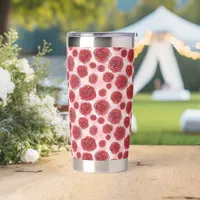 Red Roses on Pink Watercolor Pattern Insulated Tumbler