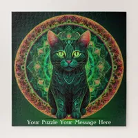 Green Neon Mandala Majesty Jigsaw Puzzle