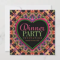 Bright & Groovy Hippie Bohemian Dinner Party Invitation