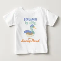 One Lucky Duck  First Birthday Pastel Baby T-Shirt