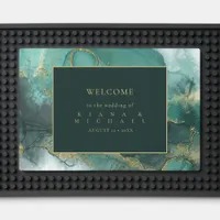 Moody Ink Emerald Gold Abstract Welcome ID988 Bar Mat