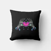 In Death - Skeleton Heart Hands Throw Pillow