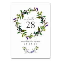 Violet Watercolor Floral Spring Table Number
