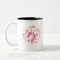 Unicorn in Pink and Orange Two-Tone Coffee Mug