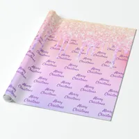 Christmas pink rose gold purple wrapping paper