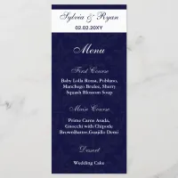 navy and white photo Wedding Menus