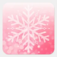 Red and White Christmas Snowflake Square Sticker