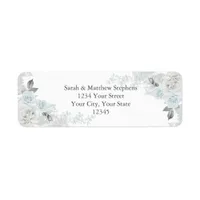 Pretty Blue and White Roses Label