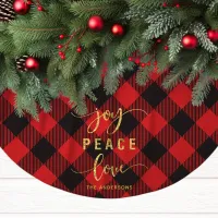 Buffalo Plaid Joy Peace Love Christmas Brushed Polyester Tree Skirt