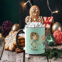 Unbearably Sweet Teddy Bear and a Girl Teal Mug