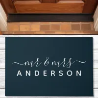 Personalized Mr. And Mrs. Navy Newlywed Couples Doormat