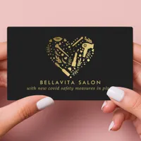 Gold Heart Hair Stylist Salon Business Card