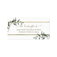 Elegant Christmas Branches Gold Foil Holiday Label