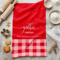 Gather Fall Red & White Buffalo Check Kitchen Towel