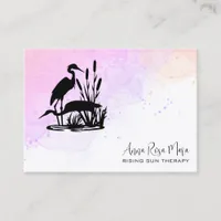 *~* AP46 QR Elegant Ethereal Beach Marsh Heron  Business Card