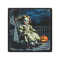 Haunted Doll and Halloween Pumpkin Metal Print