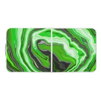 Lime Green and Black Marble like Swirls Fluid Art Beer Pong Table