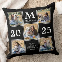 Graduate Personalized Monogram Photo Collage Throw Pillow