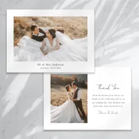 Beautiful Script Wedding Photo Thank You Card