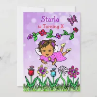 Hispanic or African-American Fairy Birthday Invitation