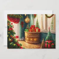 Festively decorated room, traditional Christmas  Holiday Card