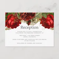 Burgundy Red and Gold Vintage Wedding Reception Enclosure Card