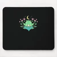 Cottagecore Goblincore Moon Flowers Forest Frog Mu Mouse Pad