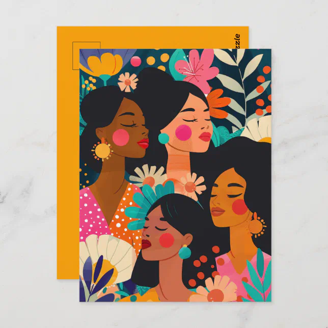 Floral Yellow International Women's Day Postcard