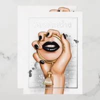 Gothic Silver and Gold Glam Chic Spa Party Foil Invitation