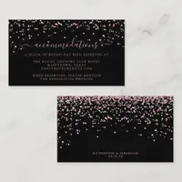 Black Rose Gold Pink Glitter Wedding Accommodation Enclosure Card