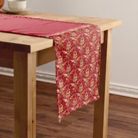 Christmas red gold classic pattern short table runner