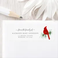 Red Cardinal Funeral Return Address Label