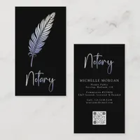 Mobile Notary Quill Purple Iridescent Business Card