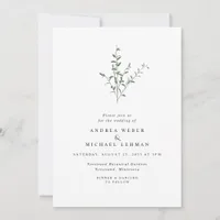 Simple Elegant Branch Leaves Botanical Wedding Invitation