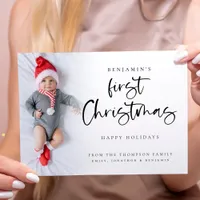 Modern Baby First Christmas Custom Photo Card