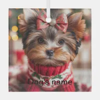 Personalized Yorkie Glass Ornament