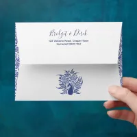 Blue Peacock Elegant, Modern, Bohemian Wedding Envelope