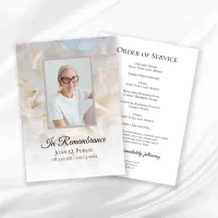 White Carnation Floral Funeral Service Program