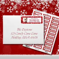 Elegant Red & White Holiday Photo Label