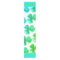 Irish Shamrock Green Blue Watercolor  Short Table Runner