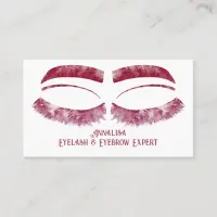 Luxury Watercolor Eyelash & Brow Beauty, Red Business Card