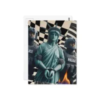 protest lady liberty arrested by police postcard
