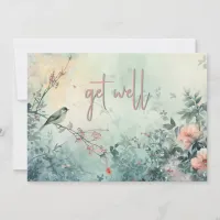 Bird and Spring Flowers Get Well Invitation