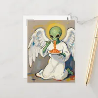 Angel Alien Eating Spaghetti Postcard