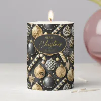 Black Gold Christmas Pattern#12 ID1009 Pillar Candle