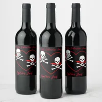 Pirate Valentine Jolly Roger Wine Label