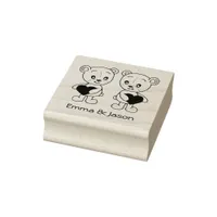 Cute baby bear with hearts rubber stamp