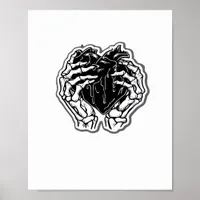 Skeleton Heart Hands Funny Playful Mood Poster