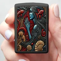 Artistic Depiction of a Serene Aquatic Scene Zippo Lighter