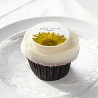 Yellow Sunflower Wedding Edible Frosting Rounds